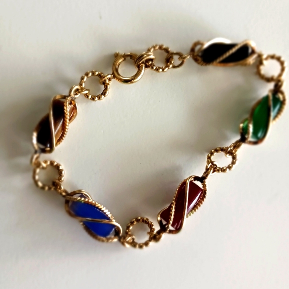 Rare Antique multistone 1/20 12k G bracelet.